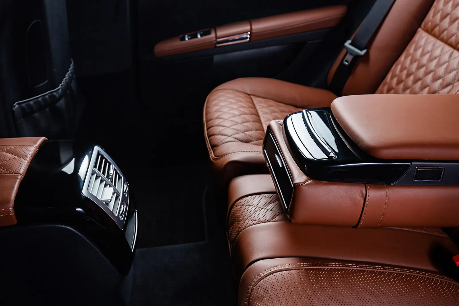 Interior of a chauffeur-driven luxury car in Marbella